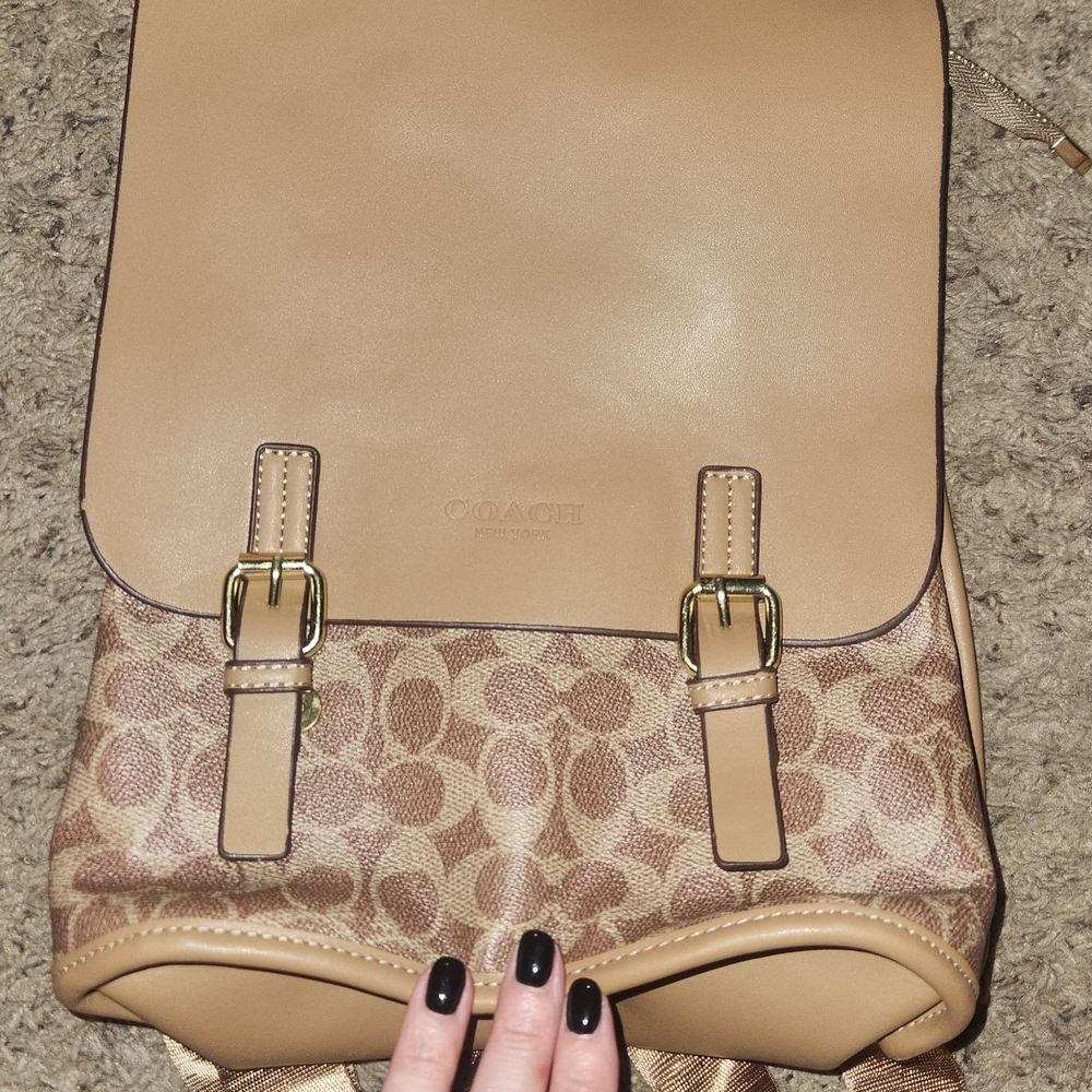 Coach Beige and Brown Signature Backpack